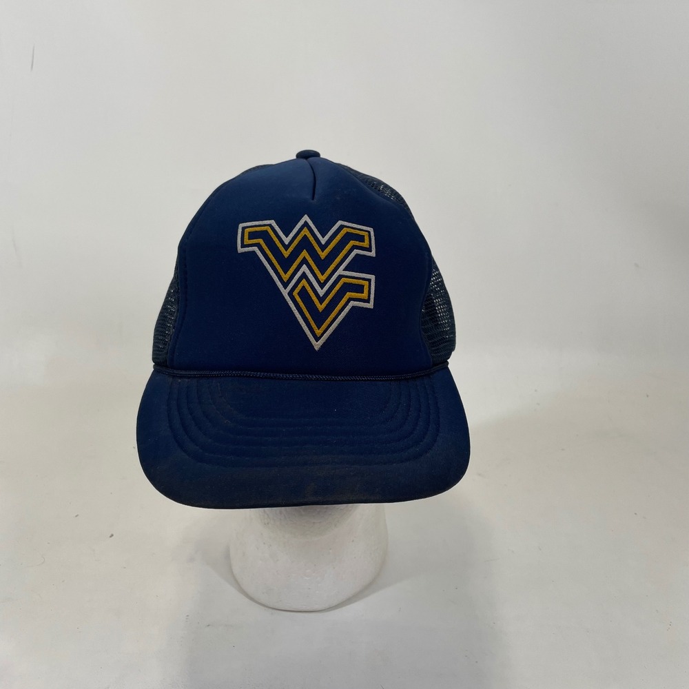 Vintage West Virginia‎ Mountaineers Capital Trucker Hat Navy Blue Snapback Cap